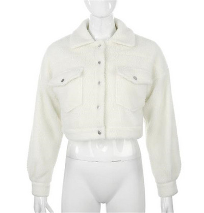 Μοντέρνο γυναικείο μπουφάν με κουμπιά σε μπλε και μπεζ χρώμα