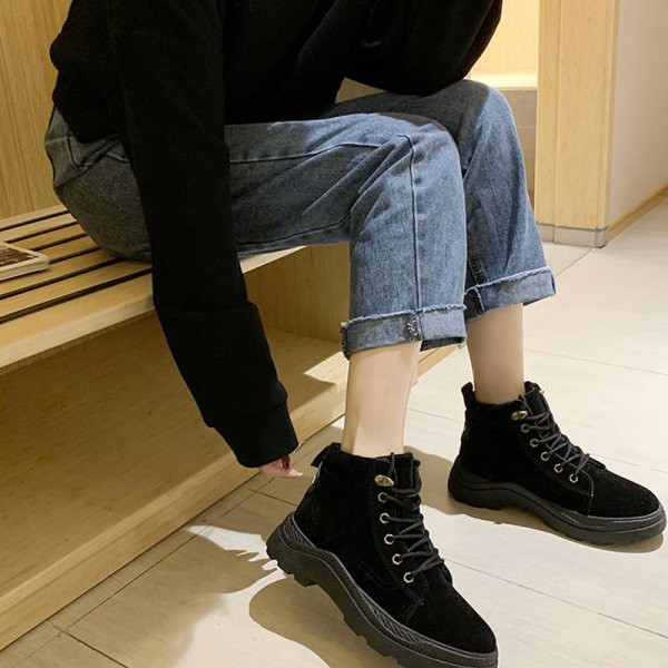 Γυναικείες μπότες νέο μοντέλο από eco suede με κορδόνια σε ροζ, μαύρο και καφέ χρώμα