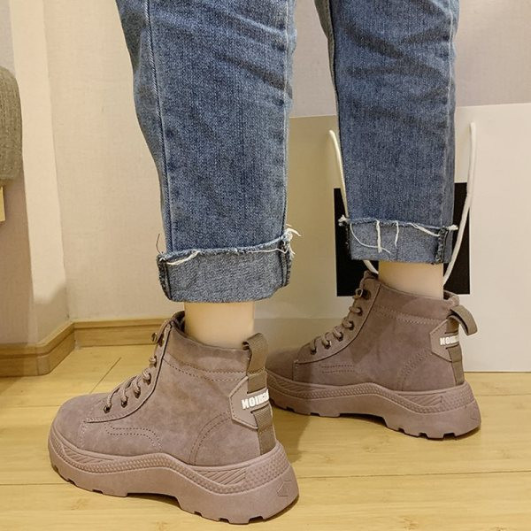 Γυναικείες μπότες νέο μοντέλο από eco suede με κορδόνια σε ροζ, μαύρο και καφέ χρώμα