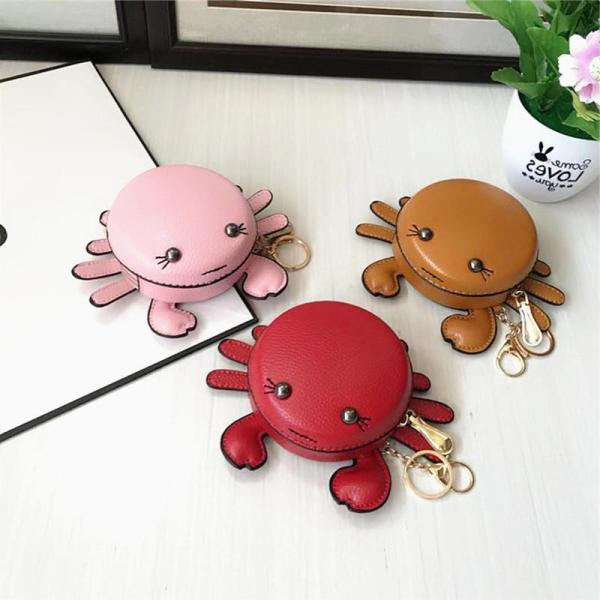 Kis pénztárca - kulcstartó rák formájában lévő érmékhez narancssárga, rózsaszín és piros színben