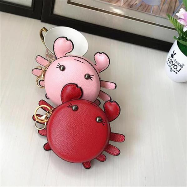 Kis pénztárca - kulcstartó rák formájában lévő érmékhez narancssárga, rózsaszín és piros színben