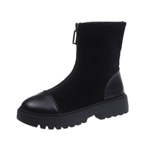 Női alkalmi csizma öko velúrból és bőrből, cipzárral