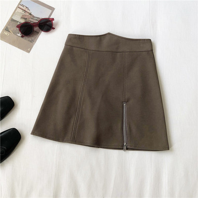 Stílusos női szoknya három színben cipzárral és magas derékkal