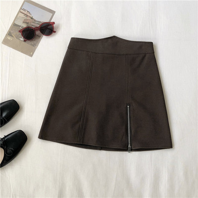 Stílusos női szoknya három színben cipzárral és magas derékkal