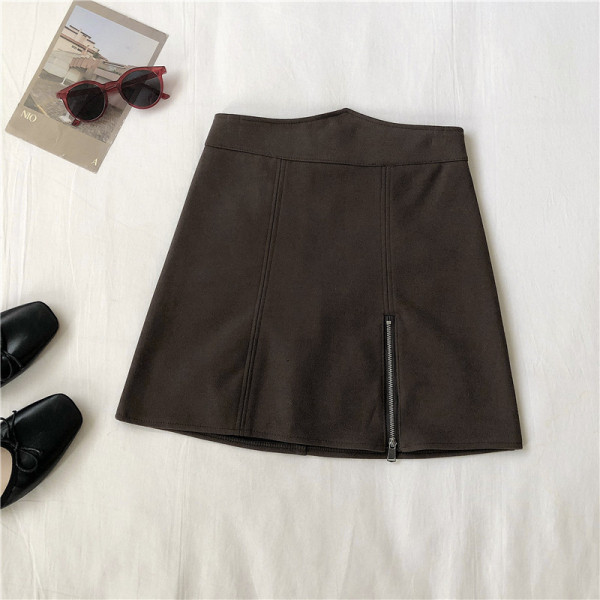 Stílusos női szoknya három színben cipzárral és magas derékkal