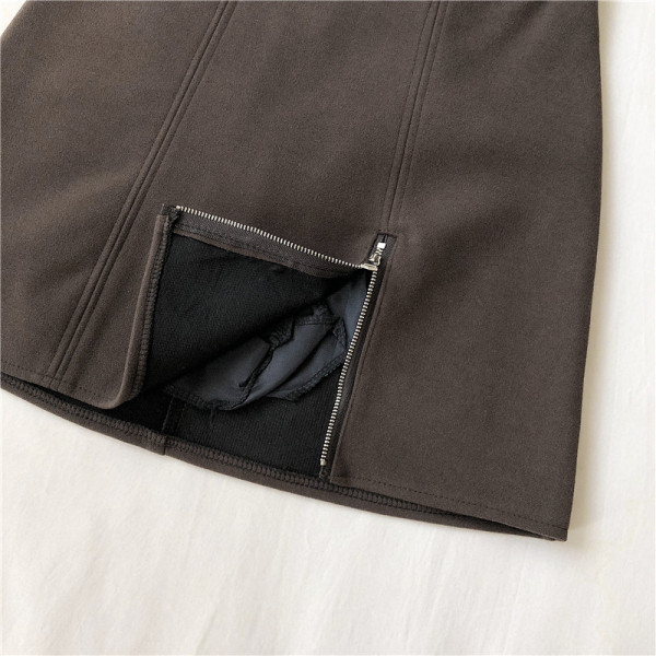 Stílusos női szoknya három színben cipzárral és magas derékkal