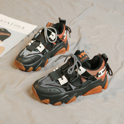 Női hétköznapi cipők fűzővel és durva talppal, zöld, narancs és lila színben