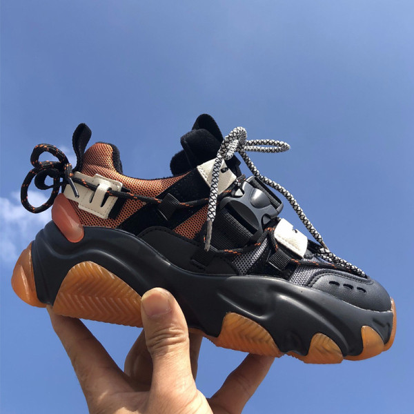 Női hétköznapi cipők fűzővel és durva talppal, zöld, narancs és lila színben