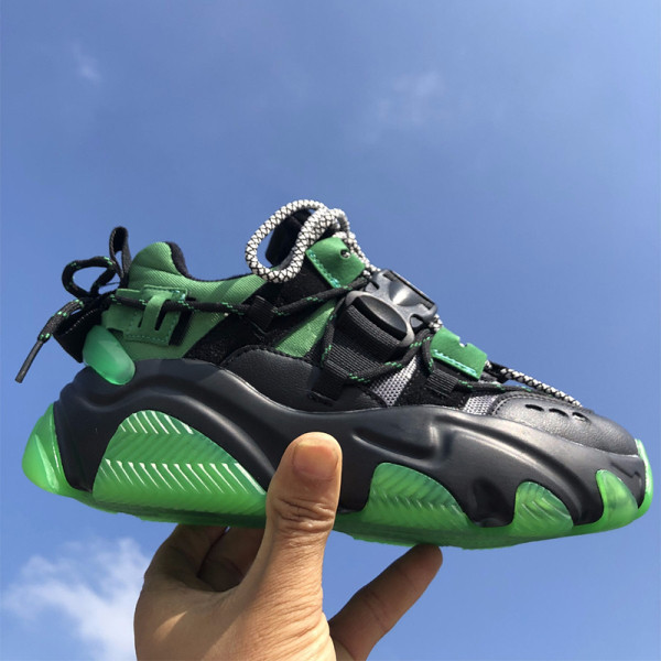 Női hétköznapi cipők fűzővel és durva talppal, zöld, narancs és lila színben