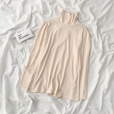 Καθημερινή γυναικεία μπλούζα σε διάφορα χρώματα με υψηλό γιακά και μακρύ μανίκι