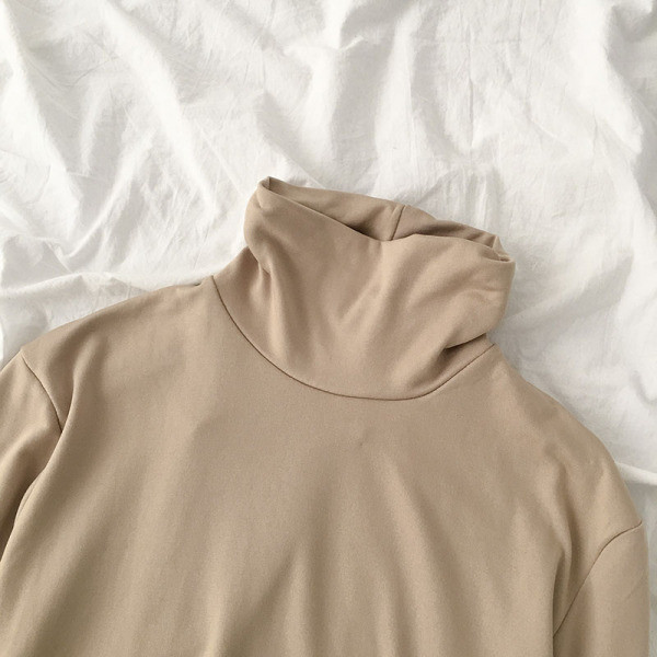 Καθημερινή γυναικεία μπλούζα σε διάφορα χρώματα με υψηλό γιακά και μακρύ μανίκι