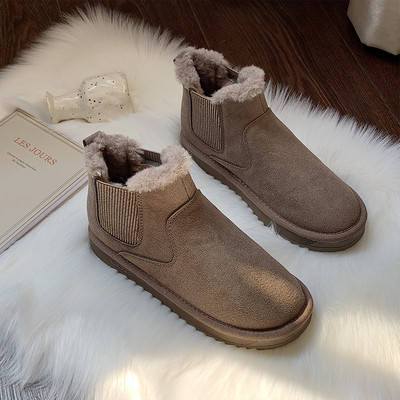 Γυναικείες χειμωνιάτικες μπότες με επίπεδη σόλα και μαλακή επένδυση από επένδυση σε τρία χρώματα