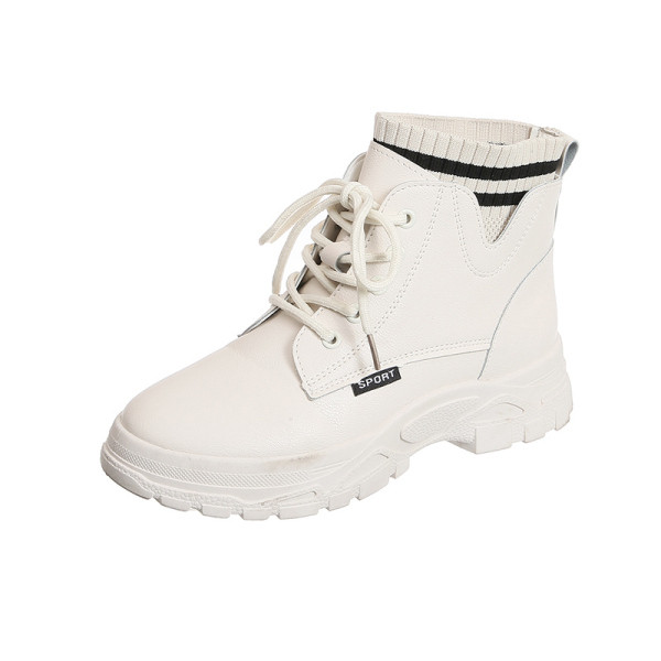 Modern női zoknis csizma durva talppal, fehér és fekete színben