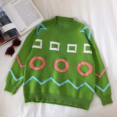 Γυναικείο πουλόβερ φαρδύ μοντέλο με οβάλ ντεκολτέ σε τέσσερα χρώματα