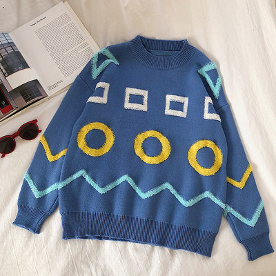 Γυναικείο πουλόβερ φαρδύ μοντέλο με οβάλ ντεκολτέ σε τέσσερα χρώματα