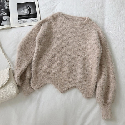 Női plüss pulóver négy színben, ovális nyakkivágással