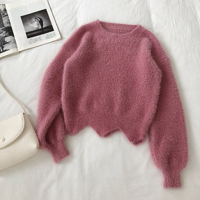 Női plüss pulóver négy színben, ovális nyakkivágással