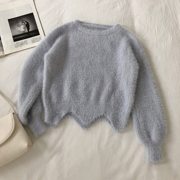 Női plüss pulóver négy színben, ovális nyakkivágással