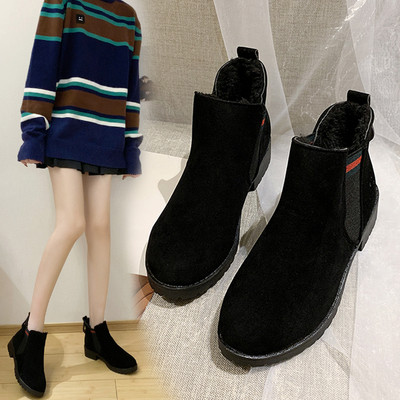 Γυναικείες μπότες φθινοπώρου-χειμώνα με ίσια σόλα σε μαύρο χρώμα