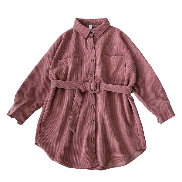 Modern női ing széles modell zsebekkel és övvel