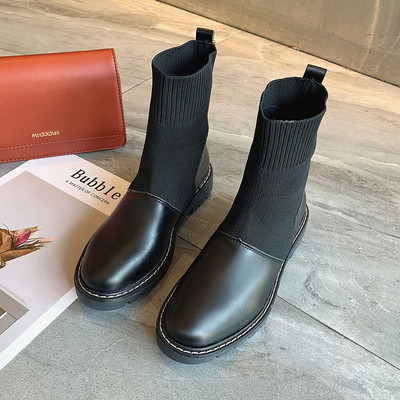 Γυναικείες μαύρες έκο δερμάτινες μπότες κατάλληλες για το χειμώνα