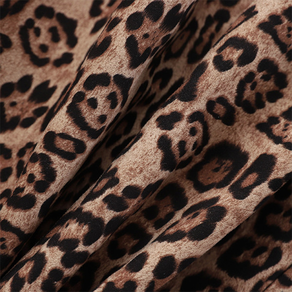 Női téli szoknya leopárd mintával és övvel barna és bézs színben