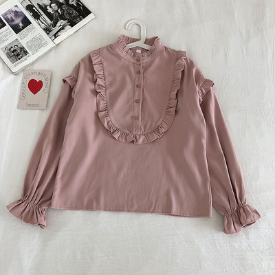 Κομψό γυναικείο πουκάμισο σε τρία χρώματα με φαρδιά μανίκια και κουμπιά