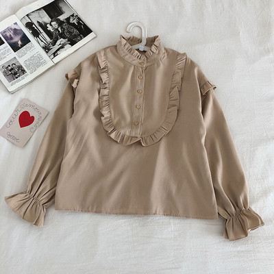 Κομψό γυναικείο πουκάμισο σε τρία χρώματα με φαρδιά μανίκια και κουμπιά