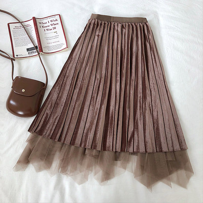 Redős női bársony szoknya négy színben tüllel