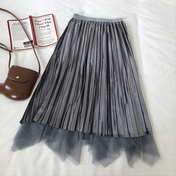 Redős női bársony szoknya négy színben tüllel