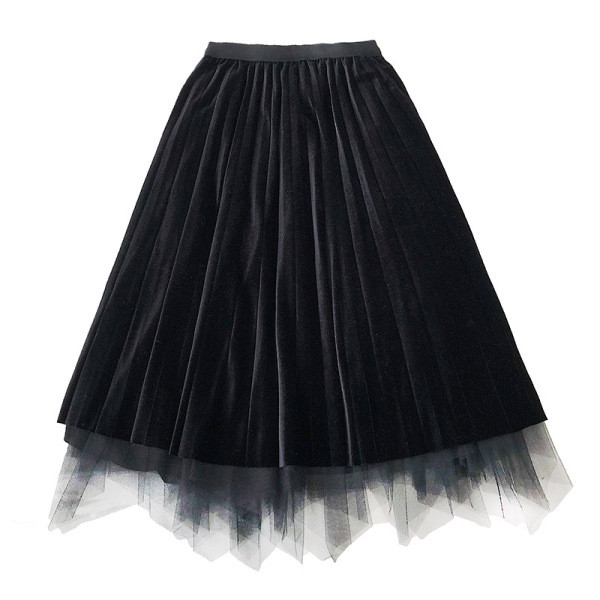 Redős női bársony szoknya négy színben tüllel