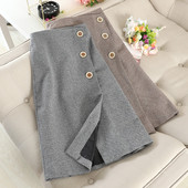 Χειμερινή γυναικεία φούστα με κουμπιά και ψηλή μέση