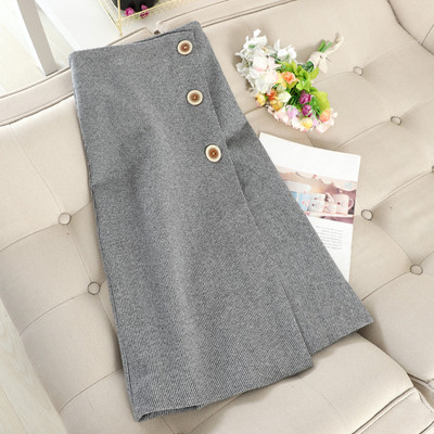 Χειμερινή γυναικεία φούστα με κουμπιά και ψηλή μέση