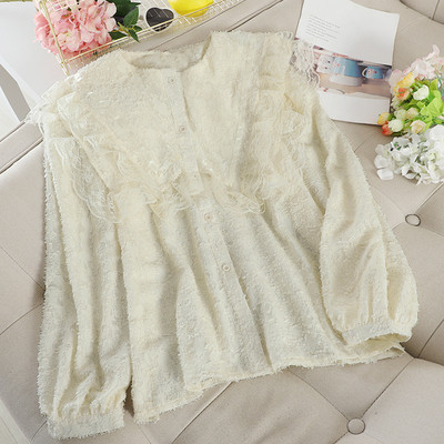 Γυναικείο πουκάμισο με κουμπιά και δαντέλα σε μαύρο, λευκό και ροζ χρώμα