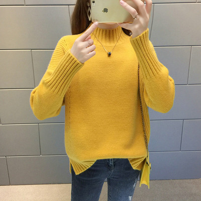 Μοντέρνο γυναικείο πουλόβερ με κολάρο σε διάφορα χρώματα