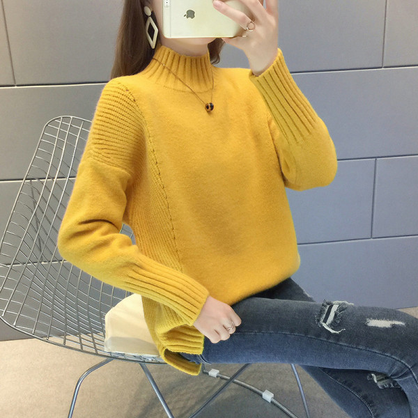 Μοντέρνο γυναικείο πουλόβερ  με κολάρο σε διάφορα χρώματα
