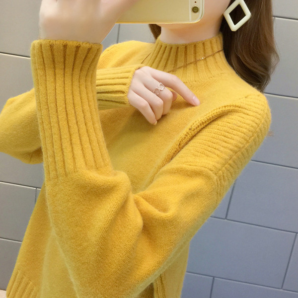 Μοντέρνο γυναικείο πουλόβερ  με κολάρο σε διάφορα χρώματα