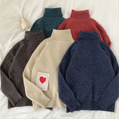 Γυναικείο πουλόβερ σε διάφορα χρώματα, ευρύ μοντέλο με υψηλό γιακά