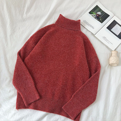 Γυναικείο πουλόβερ σε διάφορα χρώματα, ευρύ μοντέλο με υψηλό γιακά