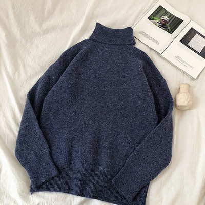 Γυναικείο πουλόβερ σε διάφορα χρώματα, ευρύ μοντέλο με υψηλό γιακά