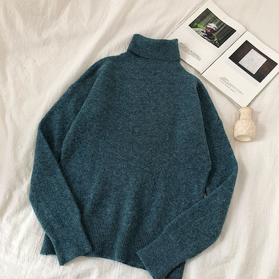 Γυναικείο πουλόβερ σε διάφορα χρώματα, ευρύ μοντέλο με υψηλό γιακά