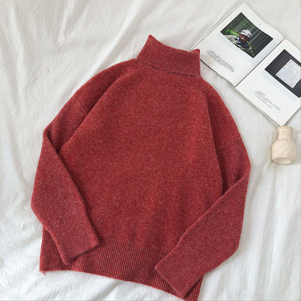 Γυναικείο πουλόβερ σε διάφορα χρώματα, ευρύ μοντέλο με υψηλό γιακά