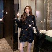 Hosszú alsó pulóver csillag rátéttel