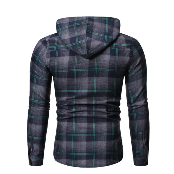 Férfi kockás ing kapucnival szürke és barna színben