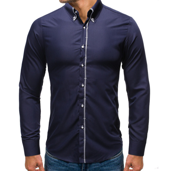 Stílusos férfi ing klasszikus gallérral kék, bordó és fekete színben