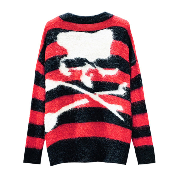 Modern csíkos női pulóver kerek nyakkivágással