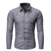 Férfi csíkos ing klasszikus gallérral és hosszú ujjal