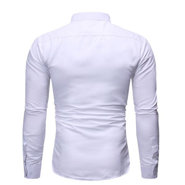 Modern férfi ing hímzéssel és klasszikus gallérral fehér és fekete színben