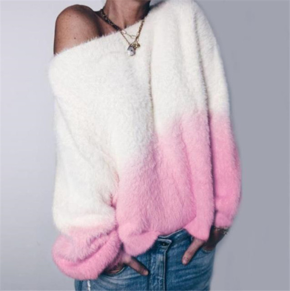 Női téli pulóver irizáló színű széles modellben