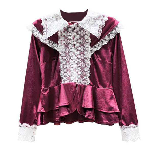 Új modell női ing gombokkal és csipkével fekete és lila színben